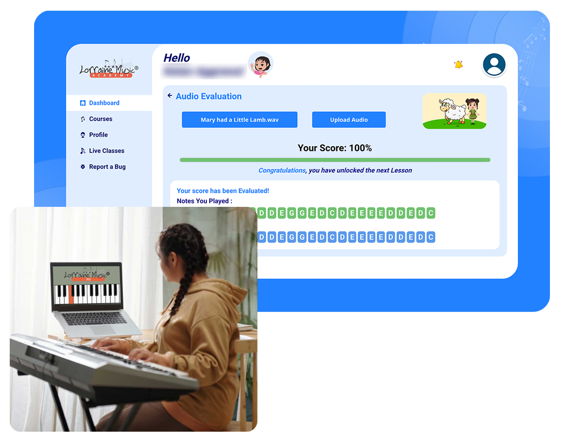AI powered music learning Using Lorraine Music Platform