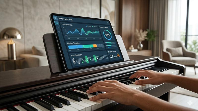 Lorraine Music AI music education platform dashboard for guided practice